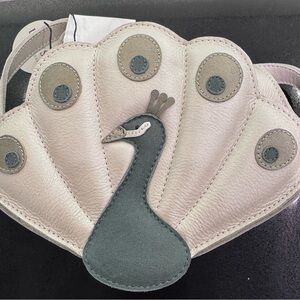 Donsje genuine leather Peacock kids purse and hair clip